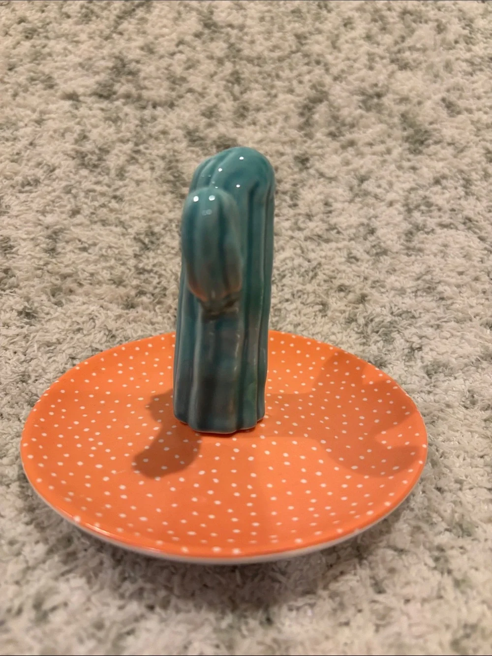 Southwest Ceramic Teal Cactus Ring Jewelry Trinket Dish NWT Sass & Belle 5x4”